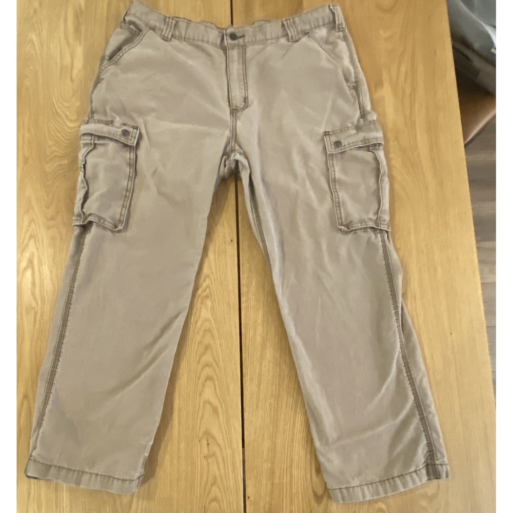 Carhartt 100272 Relaxed Fit‎ Cargo Work Pants Tan Khaki 38x29 Utility Cotton